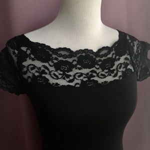 Gaynor Minden lace cap sleeve ballet leotard